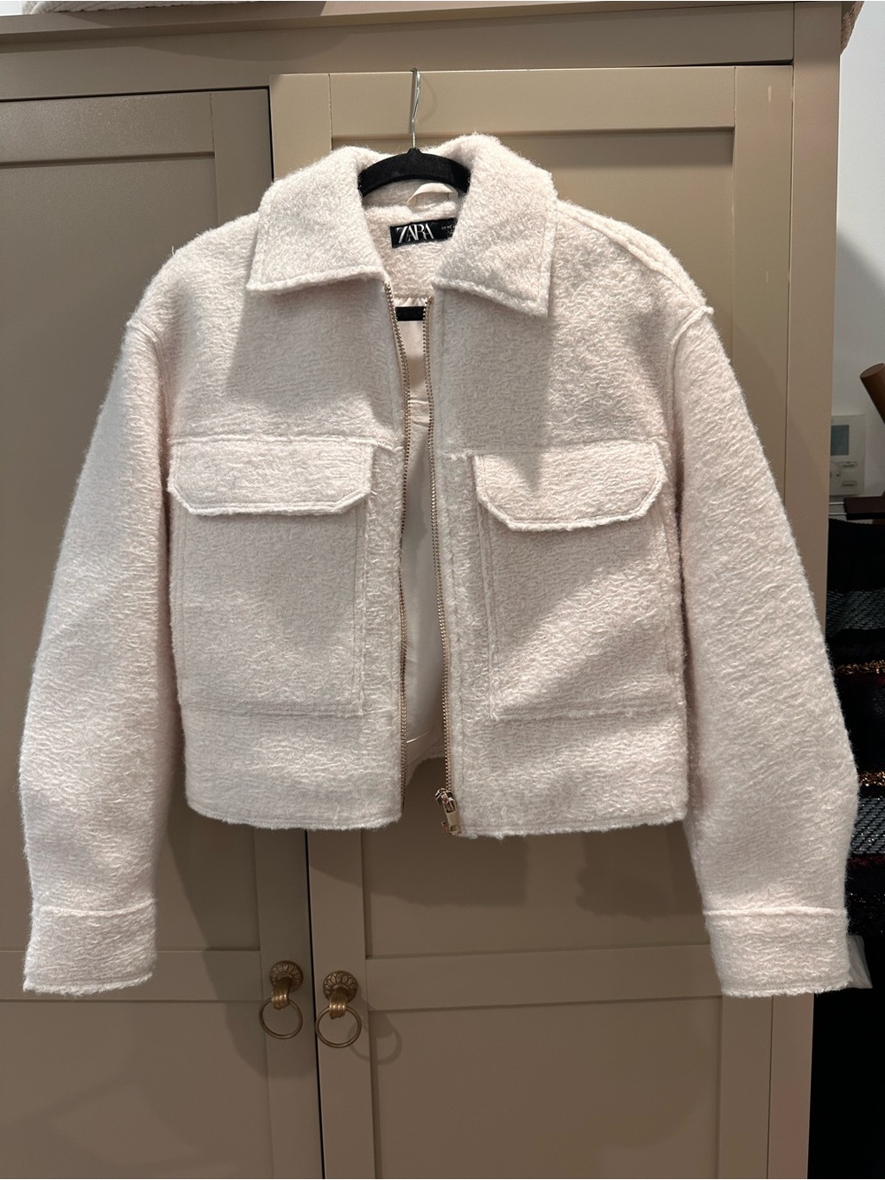 Zara Cream Bouclé Cropped Jacket | Textured Wool Blend | Quiet Luxury Style XS - Picture 2 of 7